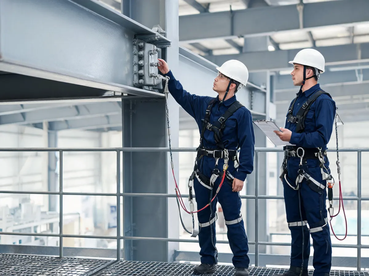 Fall protection crew inspecting anchor points