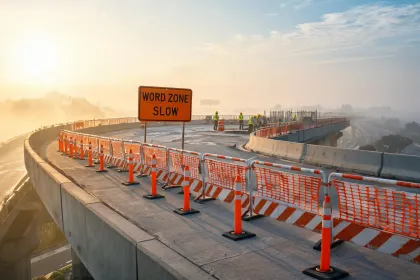 Traffic safety barriers around work zone